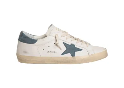 Pre-owned Golden Goose Men's  Superstar Sneakers In White/blue Suede In Multi