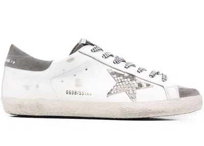 Pre-owned Golden Goose Men's  Superstar Sneakers In White/grey/snakeskin