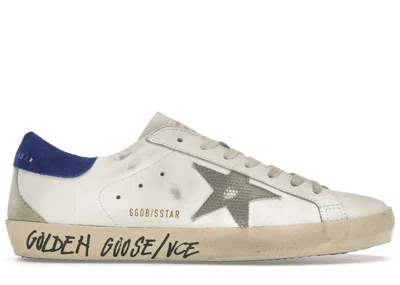Pre-owned Golden Goose Men's  Superstar Sneakers In White/snake Blue