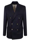 Golden Goose Golden Ms Double Breasted Blazer Compact Gabardin In Blue