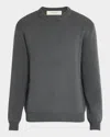 Golden Goose Grey Crewneck Sweater With Maxi Logo Lettering On The Rear In Dark Grey Melange