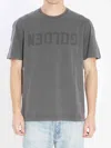 Golden Goose T-shirt In White Cotton With Iconic Logo Star In Gray