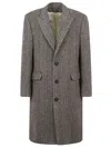Golden Goose Herringbone Pattern Single-breasted Coat In Multicolor