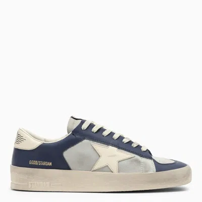 Golden Goose Men's Grey And Blue Leather Low Top Sneakers