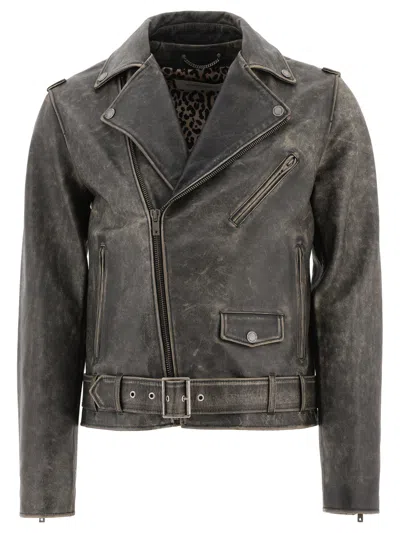 Golden Goose Men's Grey Leather Biker Jacket