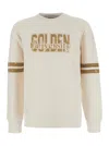 Golden Goose Journey Ms Crew Neck Sweatshirt Reverse Side Cotton Fleece With Print In Neutral