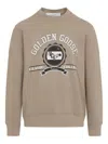 Golden Goose College Print Crewneck Cotton Sweatshirt In Neutral