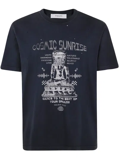 GOLDEN GOOSE GOLDEN GOOSE MEN JOURNEY M`S T-SHIRT REGULAR DYED PRINTED ORGANIC GAUZE COTTON JERSEY