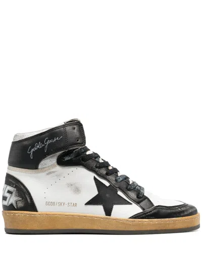 GOLDEN GOOSE MEN'S LEATHER HIGH-TOP LACE-UP SNEAKERS IN WHITE