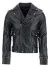 Golden Goose Black Biker Jacket With Notched Revers And Leopard Lining