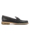 Golden Goose Black Leather Jerry Loafers With Distressed Finish In Black