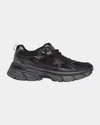 Golden Goose Lightstar Rubber-trimmed Leather And Mesh Sneakers In Black