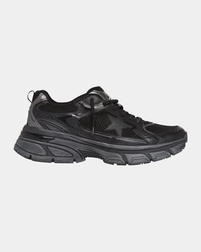 GOLDEN GOOSE MEN'S LIGHTSTAR MESH AND LEATHER SNEAKERS