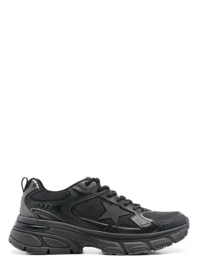 Golden Goose Lightstar Net And Leather Upper Tpu Star Net Heel And Spur In Black