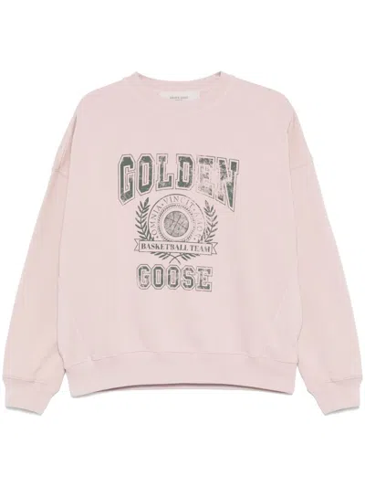 Golden Goose Men Logo Organic Cotton Sweatshirt In Pink
