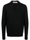 Golden Goose Knitted Virgin Wool Polo With Classic Collar And Long Sleeves In Black