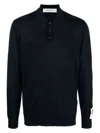 Golden Goose Wool Knit Polo Embroidered Detail In Black