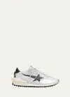 Golden Goose Marathon Nylon Sneakers With Silver Ripstop And Black Star Shoes In Silver Black
