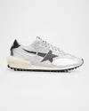 Golden Goose Marathon Nylon Sneakers With Silver Ripstop And Black Star Shoes In Silver Black