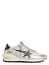 Golden Goose Marathon Nylon Sneakers With Silver Ripstop And Black Star Shoes In Metallic