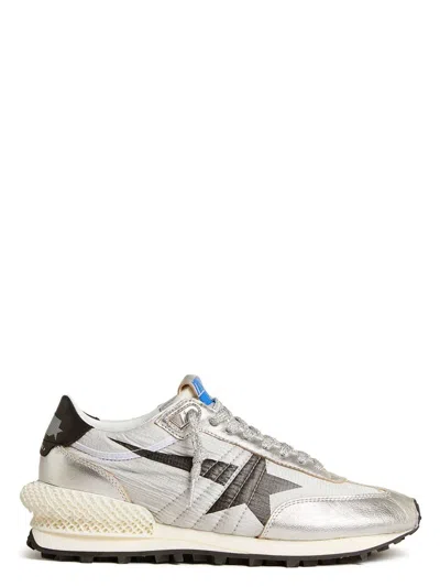 GOLDEN GOOSE MEN'S MARATHON SILVER RIPSTOP SNEAKERS