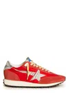 Golden Goose Marathon Sneakers With Red Nylon Upper And Silver Star Shoes In Red