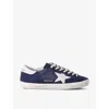 Golden Goose Super-star Suede Upper And Toe Foam Tongue Leather Star Laminated Heel Sneakers Blue In Navy