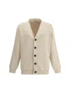 Golden Goose Sand Ribbed Texture Cardigan With Front Pockets In Neutral