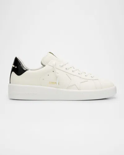 Golden Goose Men's Purestar Leather Low-top Sneakers In Optic White/black
