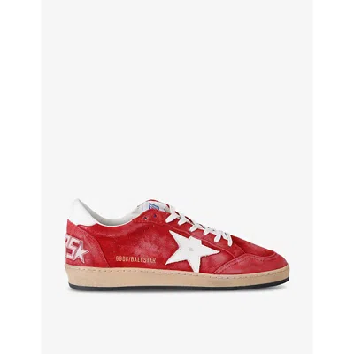 Golden Goose Mens Red Ball Star Star-applique Suede Low-top Trainers