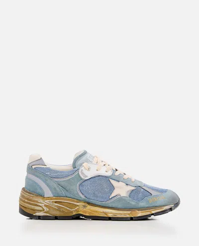 Golden Goose Running Dad Distressed Rubber And Leather-trimmed Mesh And Suede Sneakers In Blue