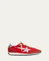Golden Goose Marathon Sneakers With Red Nylon Upper And Silver Star Shoes In Red