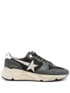 Golden Goose Running Sole In Green Suede With White Leather Star And Heel In Gray