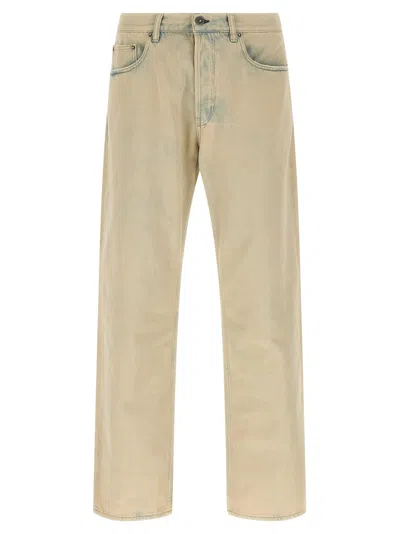 Golden Goose Beige Mid Rise Jeans In White