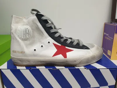 Pre-owned Golden Goose Men's Sneakers Francy White Canvas Red Star 100% Authentic
