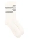 Golden Goose Men's Sock High Rib Stripe In Whtgreynv