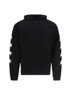 Golden Goose Cropped Black Hoodie With Star Graphics And Kangaroo Pocket In Black