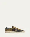 Golden Goose Stardan Mixed Media Sneaker In Black/military Green