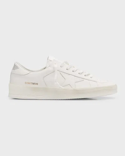 Golden Goose Men's Stardan Leather Low-top Sneakers In Optic White