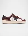 Golden Goose Men's Stardan Leather Low-top Sneakers In White/burgundy/black