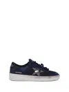 Golden Goose Stardan Suede Leather And Mesh Upper Leather Toe Tongue Heel And Star Sneakers Blue In Black