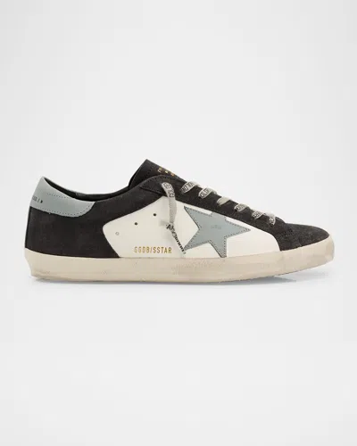 Golden Goose Men's Super-star Leather And Suede Low-top Sneakers In White/asphalt/silver