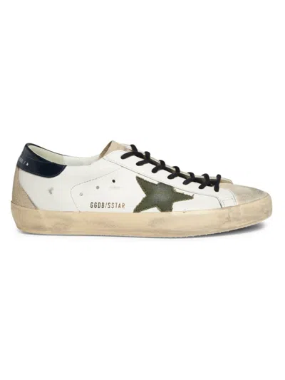 Golden Goose Men's Super Star Leather & Suede Sneakers In White Seed Pearl Green Blue