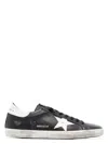 Golden Goose 'super-star' Black Low Top Sneakers With Logo Patch And Suede Details In Leather Man In Black