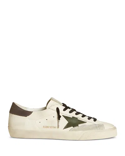 Golden Goose Men's Super Star Leather Sneakers In White/grey