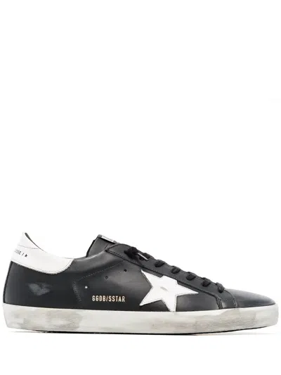 GOLDEN GOOSE GOLDEN GOOSE MEN "SUPER STAR" LEATHER UPPER SHINY LEATHER STAR AND HEEL SNEAKERS