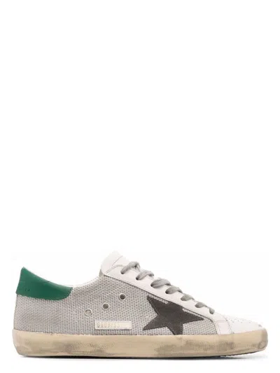 GOLDEN GOOSE MEN'S SUPER-STAR NET UPPER FORATED LEATHER TOE SUEDE STAR LEATHER HEEL SNEAKER