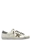 Golden Goose Super-star Sneakers With Lizard Effect Star And Grey Heel Tab In White