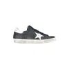 Golden Goose 'super-star' Black Low Top Sneakers With Logo Patch And Suede Details In Leather Man In Animal Print