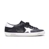 Golden Goose 'super-star' Black Low Top Sneakers With Logo Patch And Suede Details In Leather Man In Black